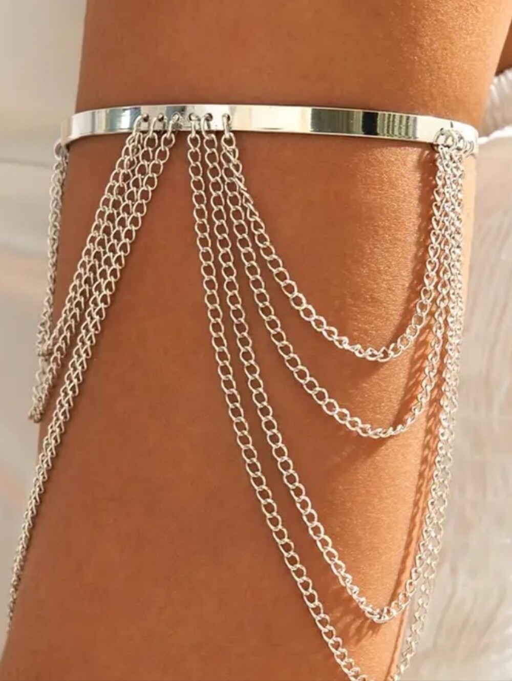 Silver Tone,Multi-Chain Arm Cuff Bracelet